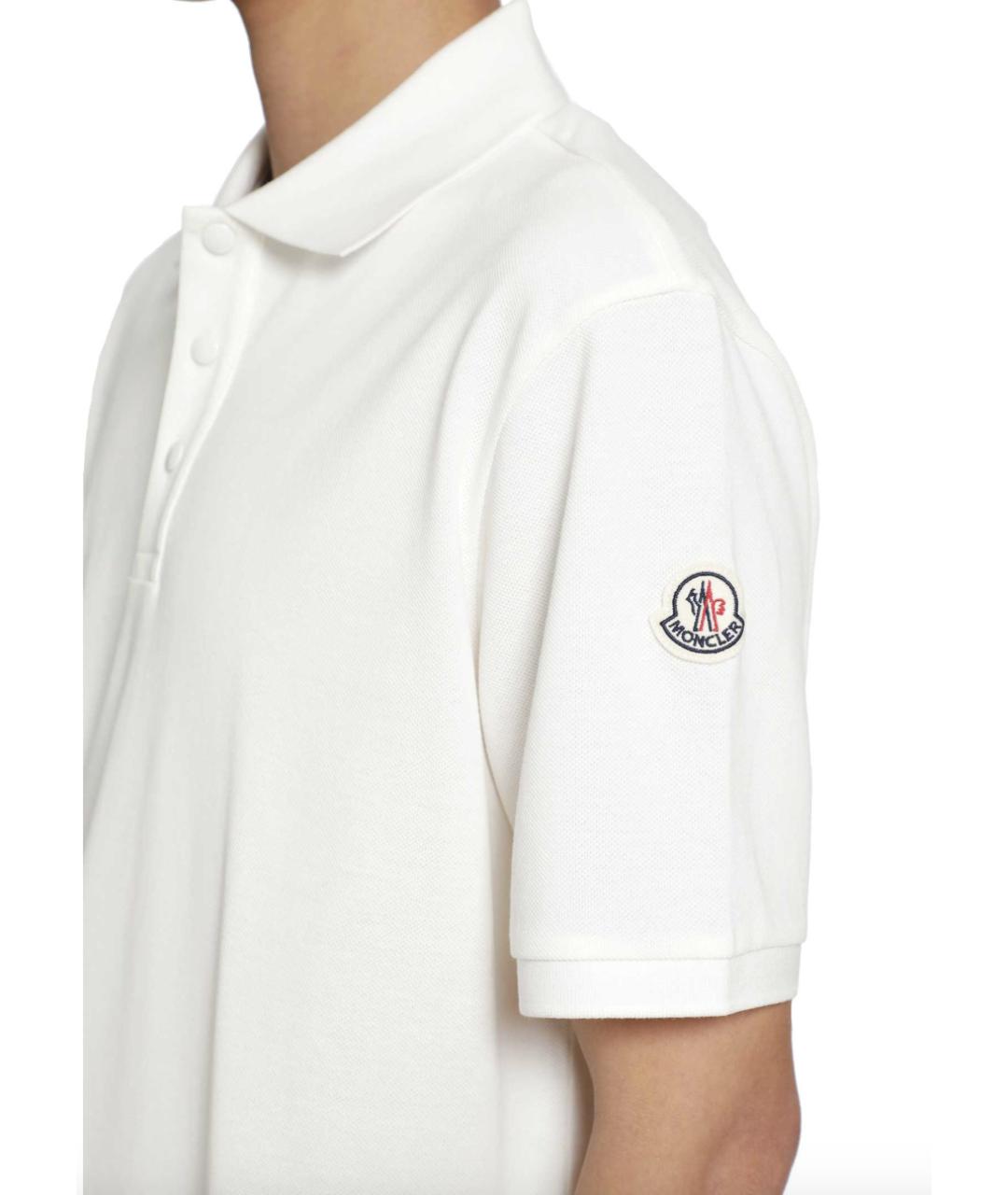 MONCLER Белое хлопковое поло с коротким рукавом, фото 5