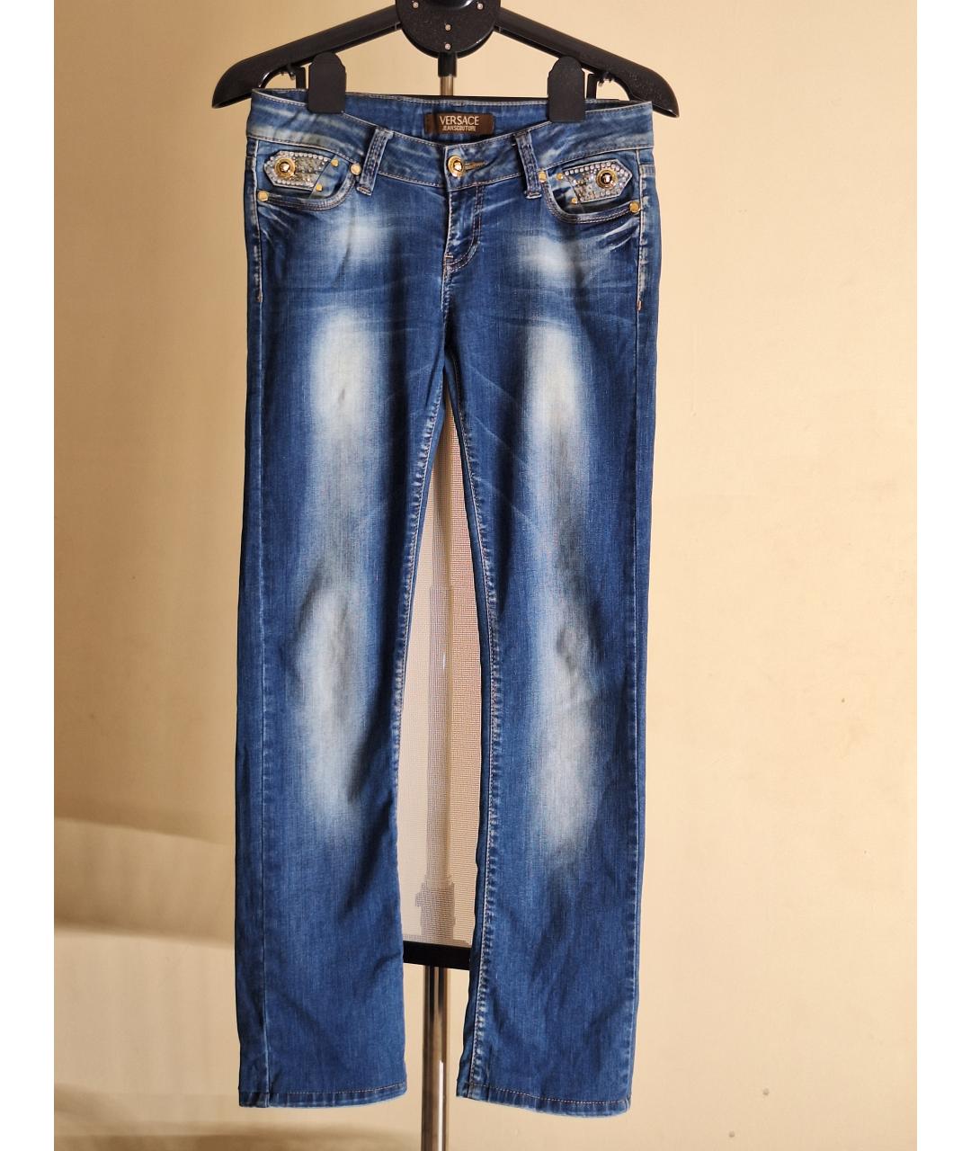 VERSACE JEANS COUTURE Синие хлопковые прямые джинсы, фото 5