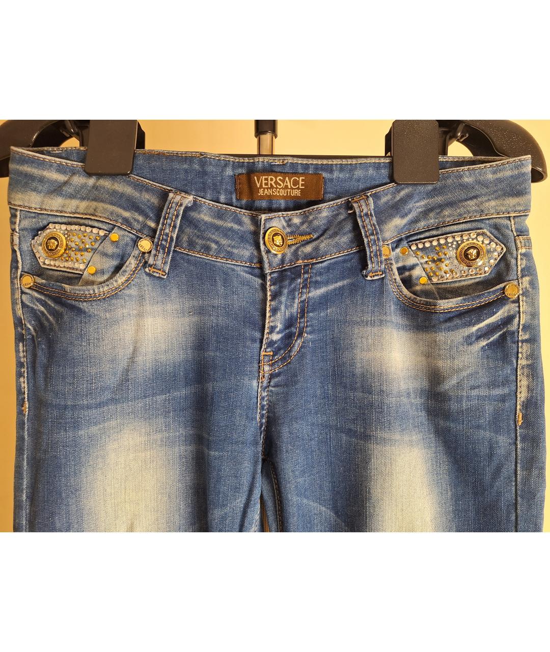 VERSACE JEANS COUTURE Синие хлопковые прямые джинсы, фото 3