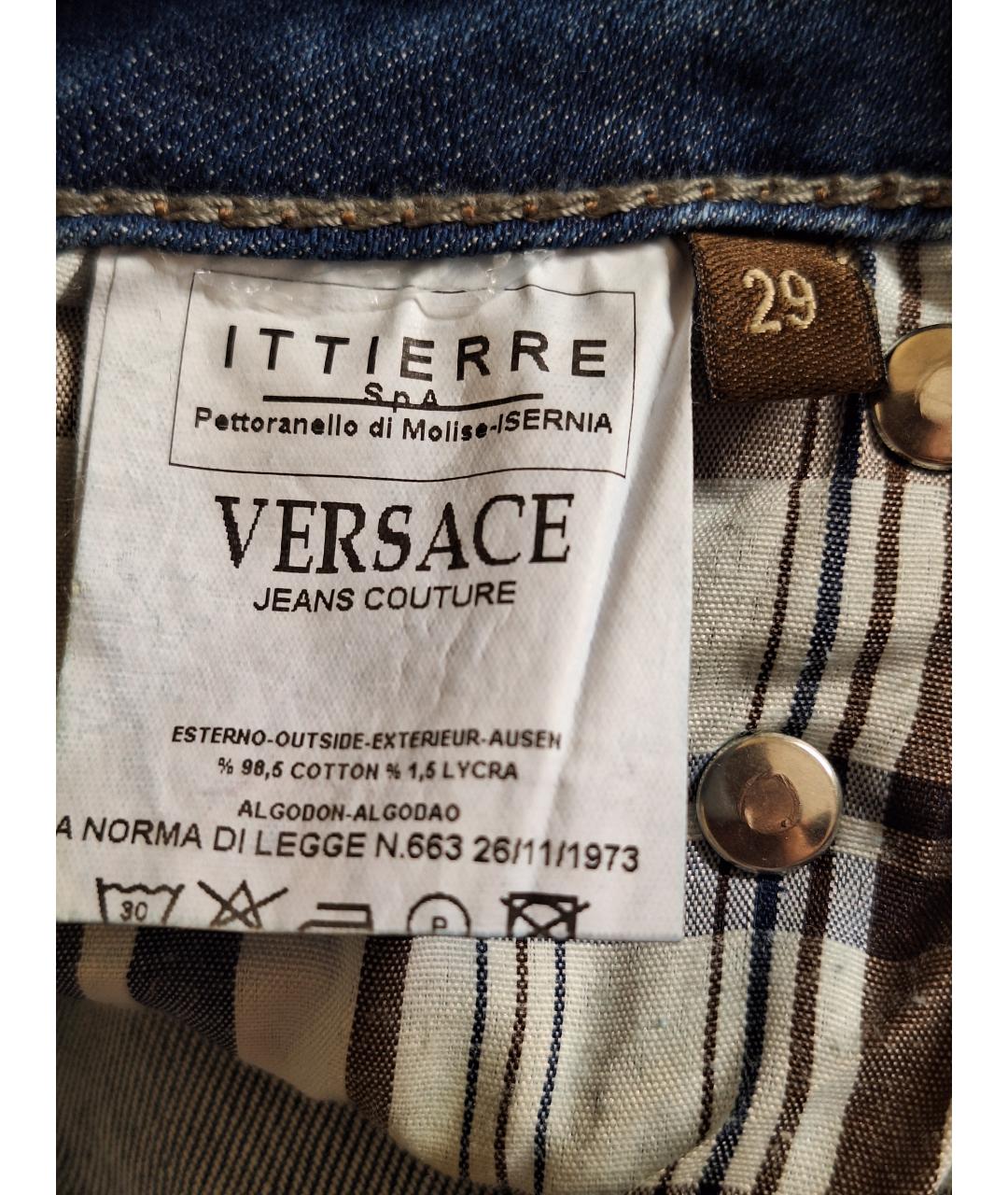 VERSACE JEANS COUTURE Синие хлопковые прямые джинсы, фото 4
