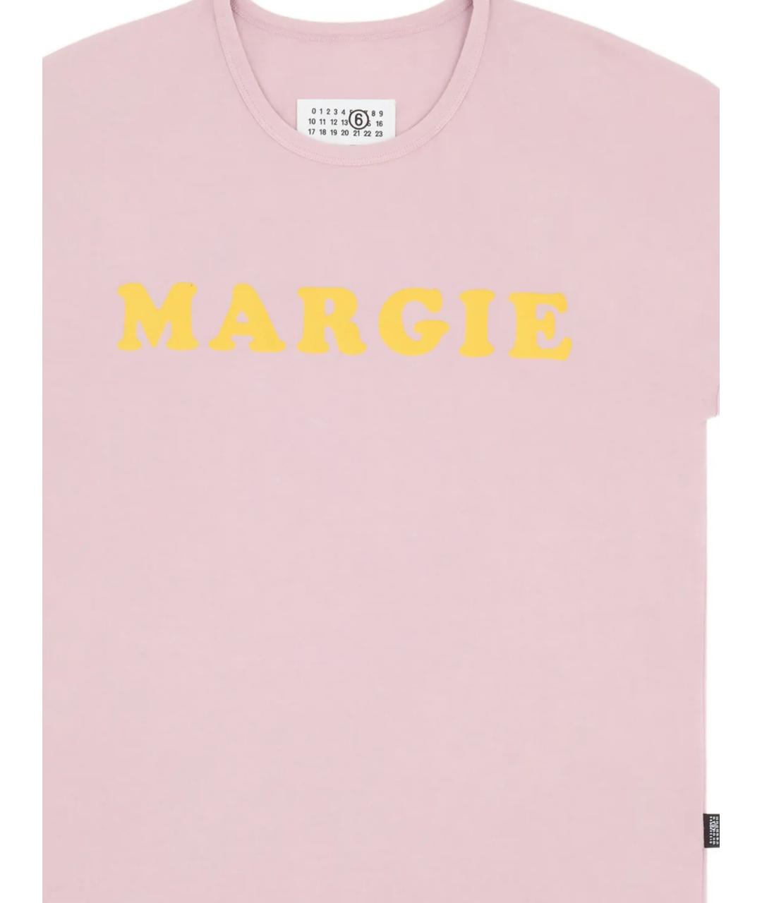 MM6 MAISON MARGIELA Розовая хлопковая футболка, фото 2
