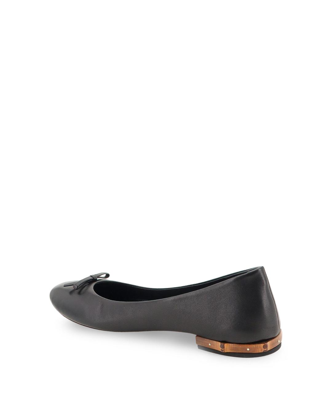 GUCCI Черные кожаные балетки, фото 3