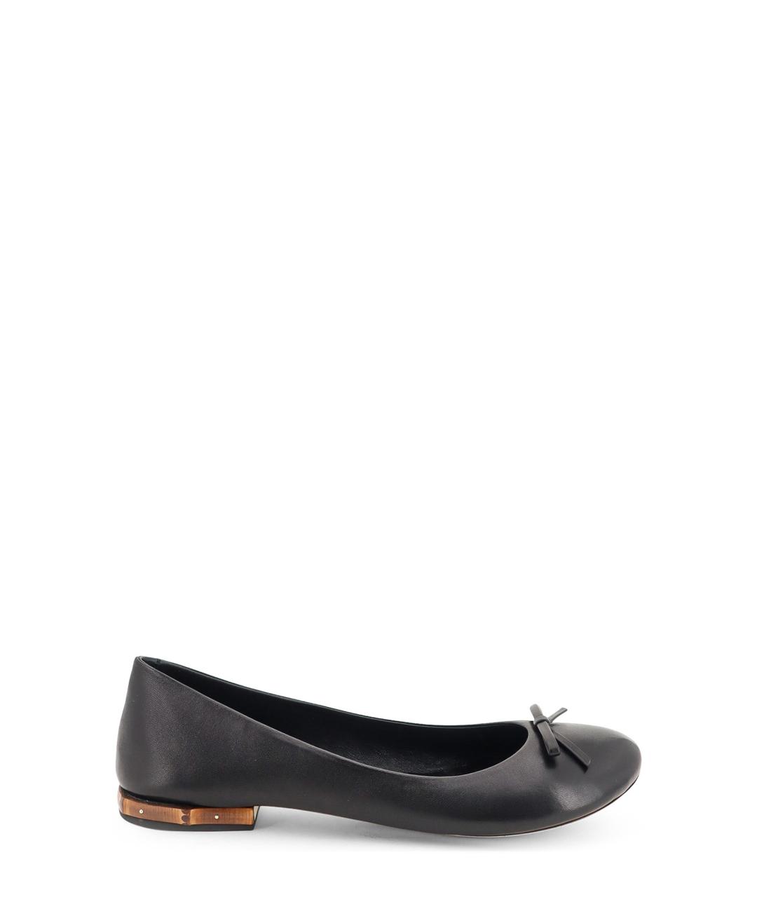 GUCCI Черные кожаные балетки, фото 1