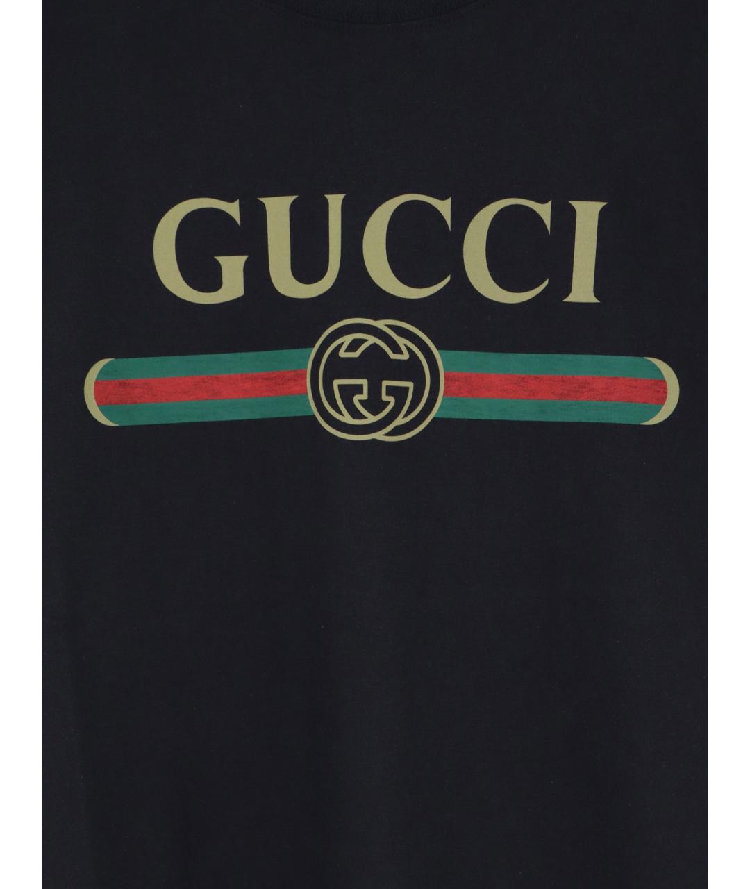 GUCCI Черная хлопковая футболка, фото 3