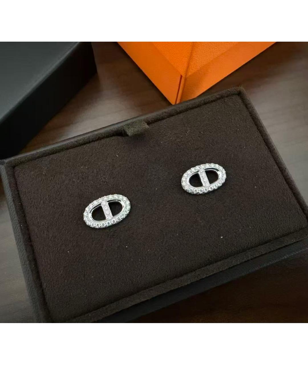 HERMES Серебряные серьги из белого золота, фото 2