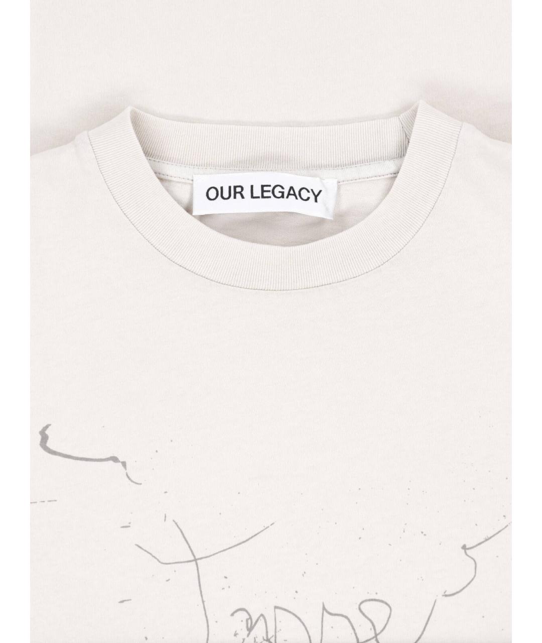 OUR LEGACY Бежевая хлопковая футболка, фото 3