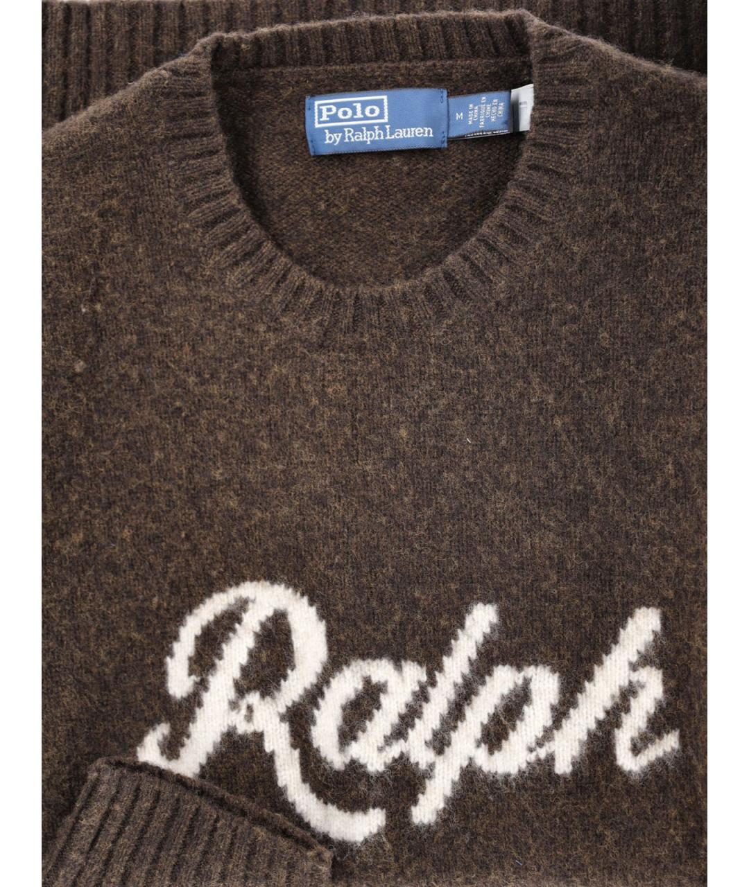 POLO RALPH LAUREN Коричневый шерстяной джемпер / свитер, фото 3