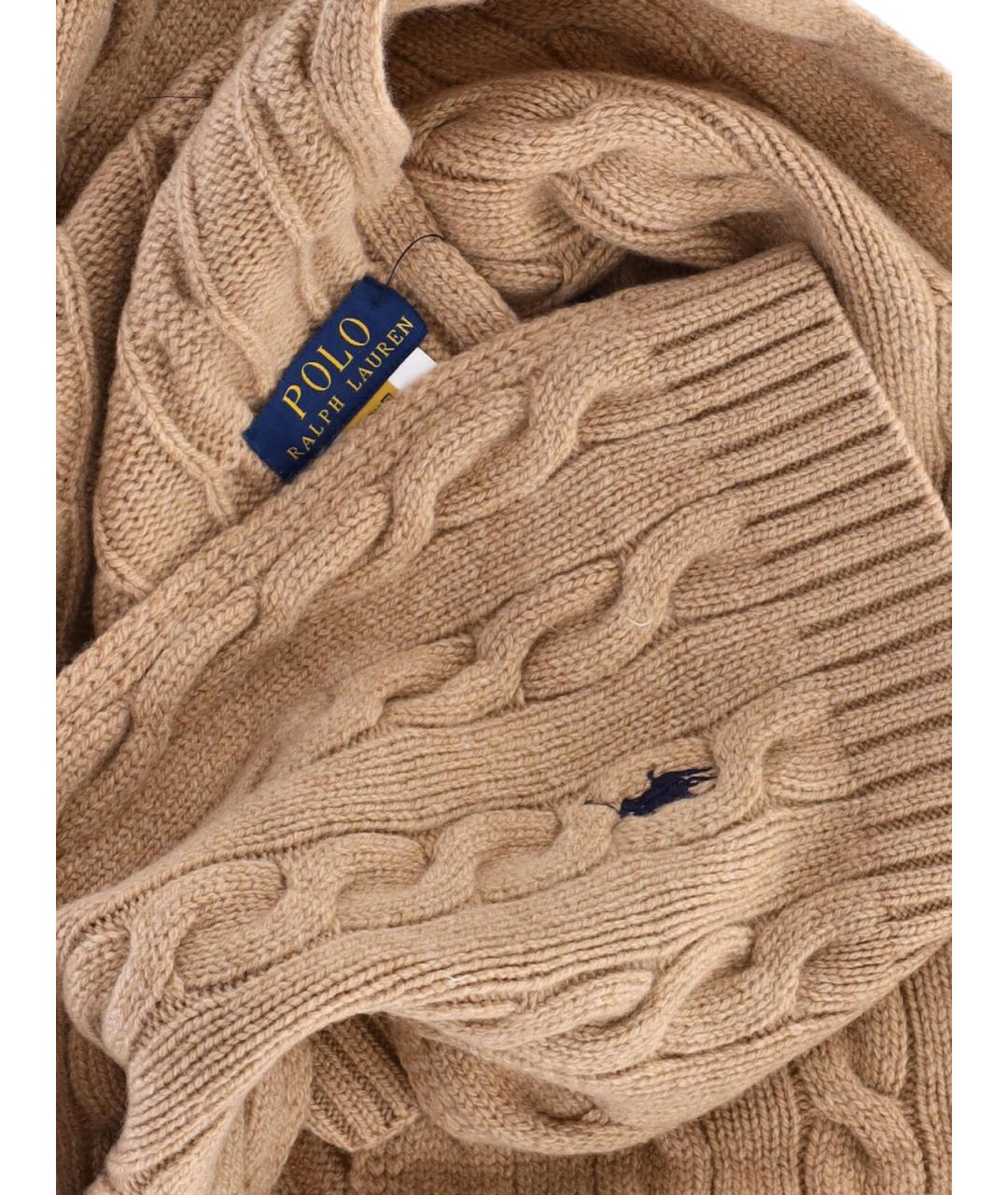 POLO RALPH LAUREN Бежевый шерстяной шарф, фото 3