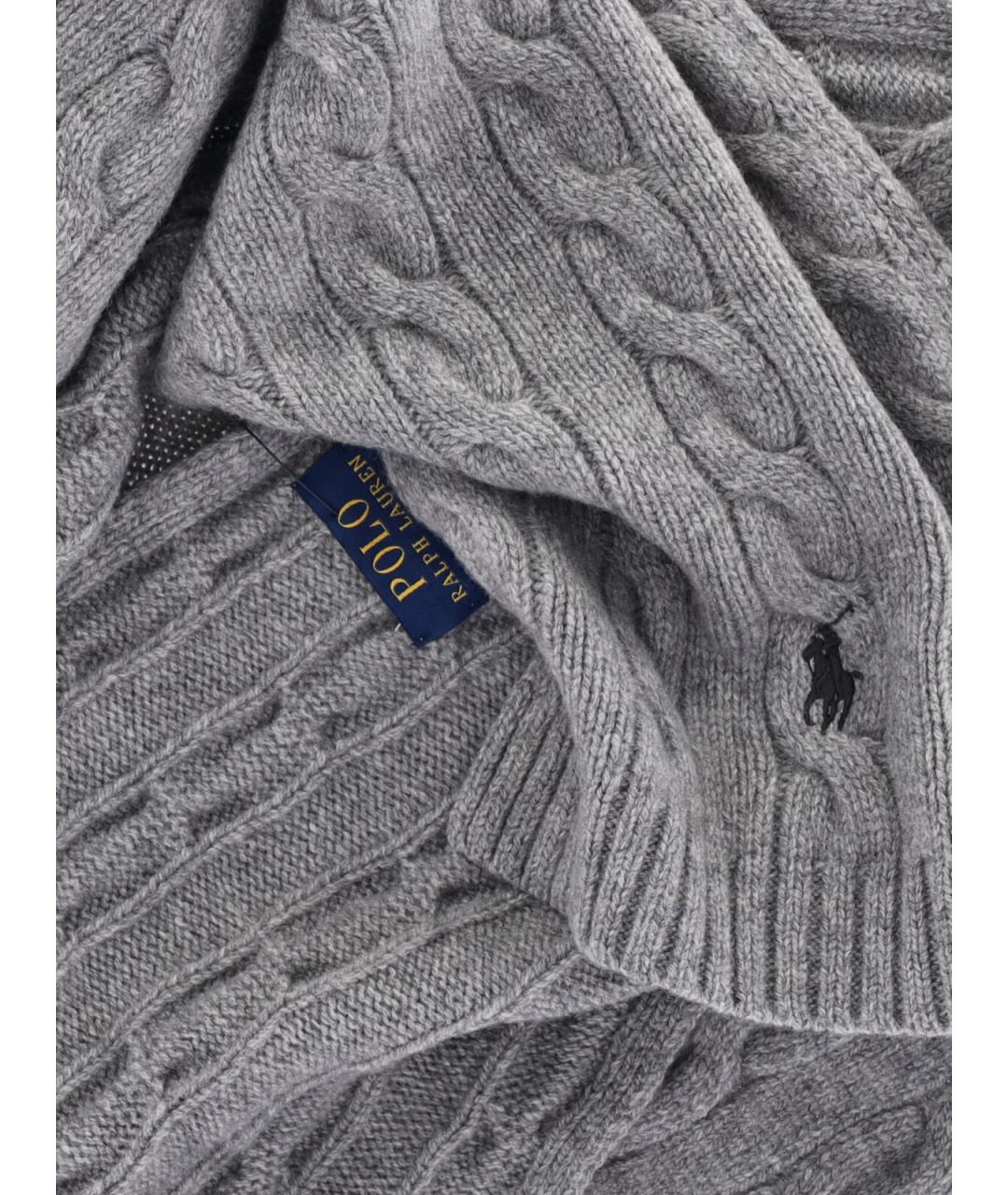 POLO RALPH LAUREN Серый шерстяной шарф, фото 3