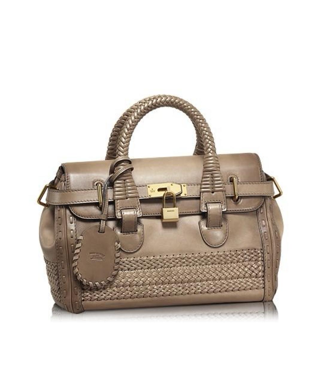 GUCCI Бежевая кожаная сумка с короткими ручками, фото 5