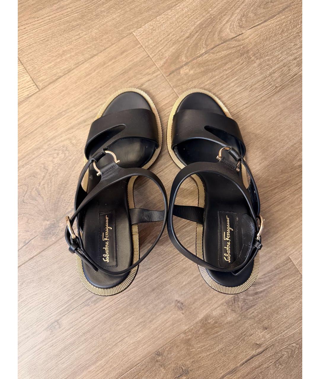 FERRAGAMO Черные кожаные босоножки, фото 3