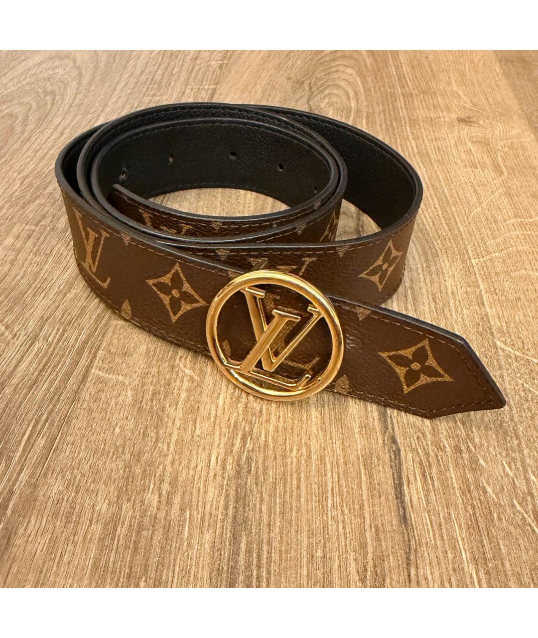 LOUIS VUITTON Коричневый кожаный ремень, фото 4