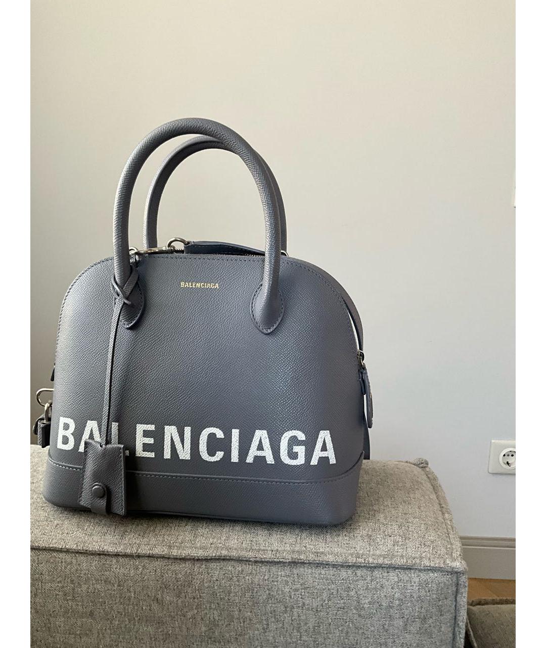 BALENCIAGA Серая кожаная сумка с короткими ручками, фото 3