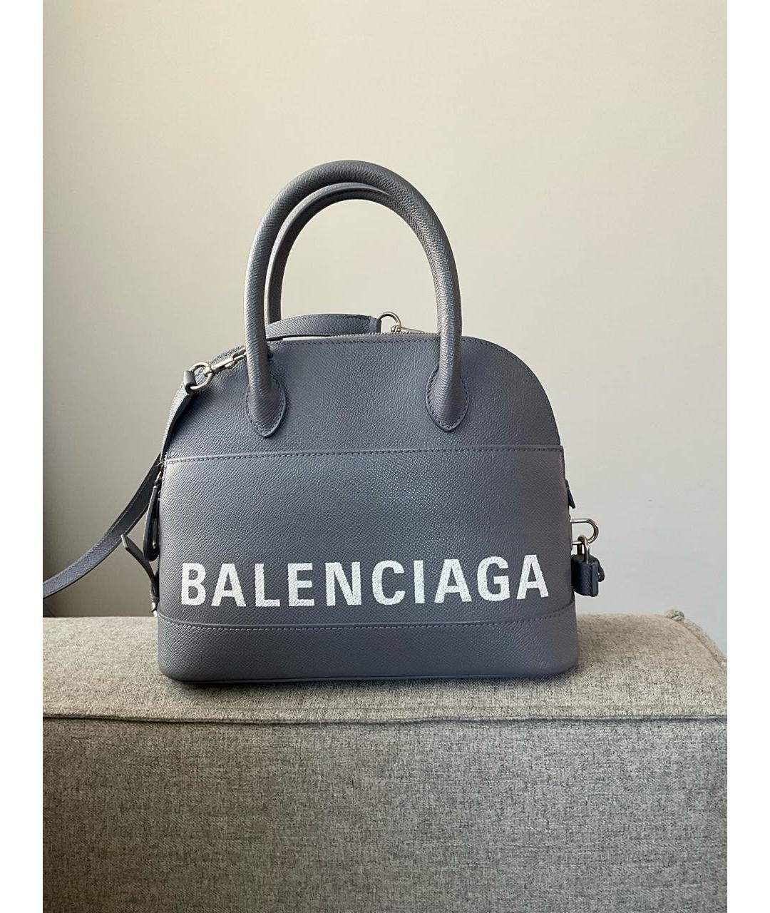 BALENCIAGA Серая кожаная сумка с короткими ручками, фото 5