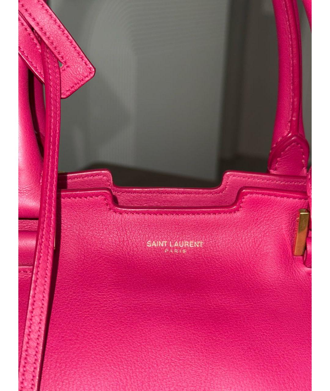 SAINT LAURENT Розовая кожаная сумка тоут, фото 6