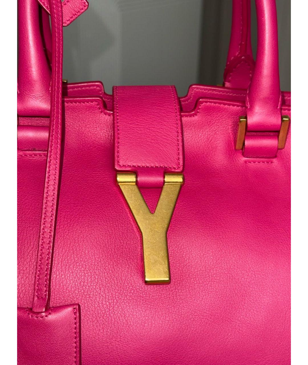 SAINT LAURENT Розовая кожаная сумка тоут, фото 7