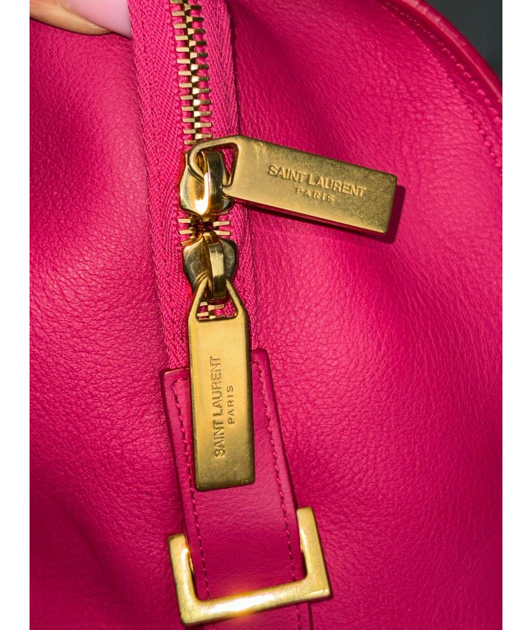 SAINT LAURENT Розовая кожаная сумка тоут, фото 5
