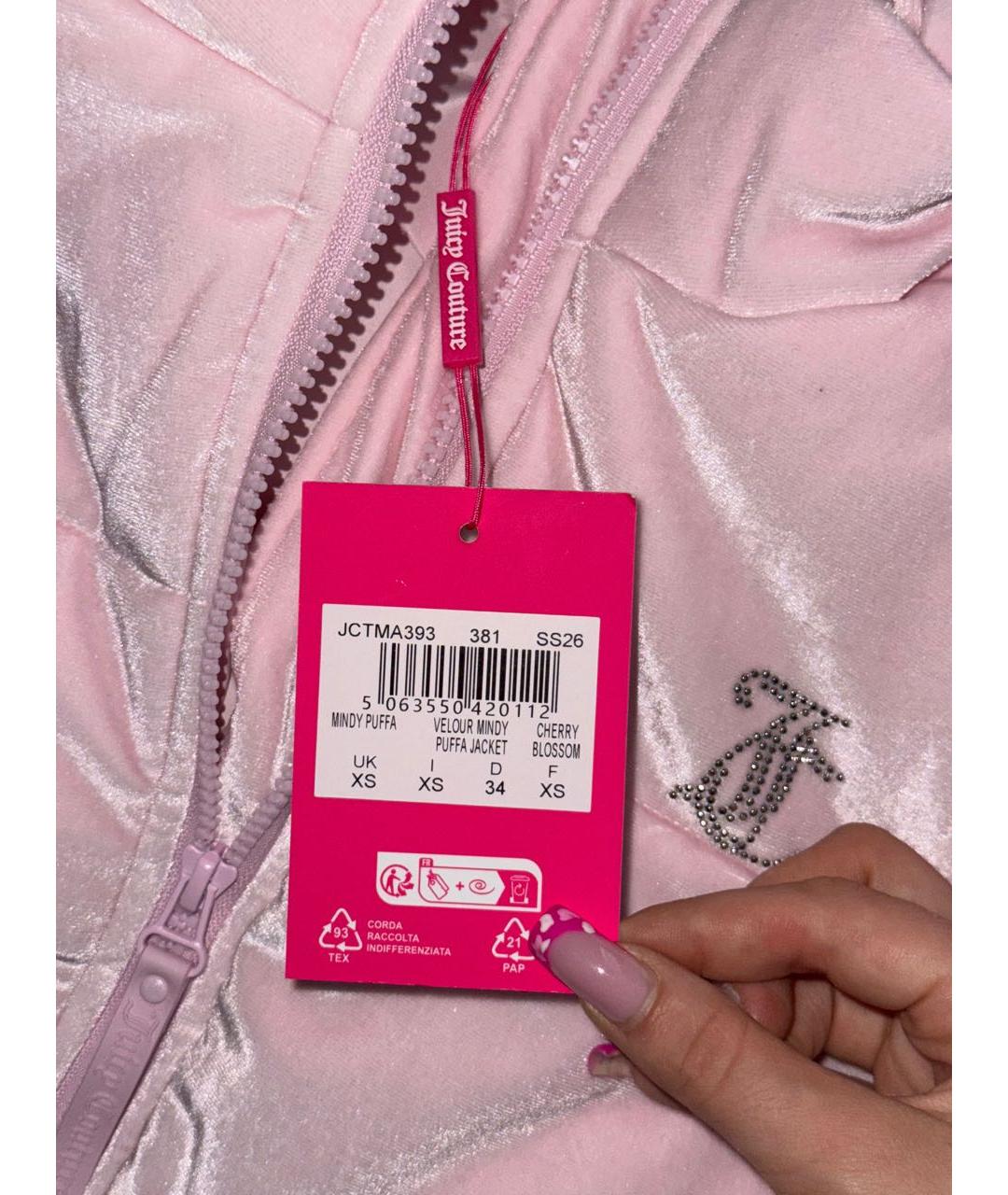 JUICY COUTURE Розовый велюровый пуховик, фото 5