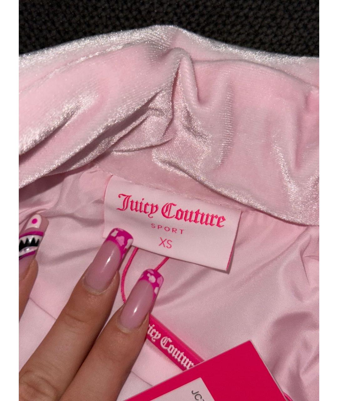 JUICY COUTURE Розовый велюровый пуховик, фото 3