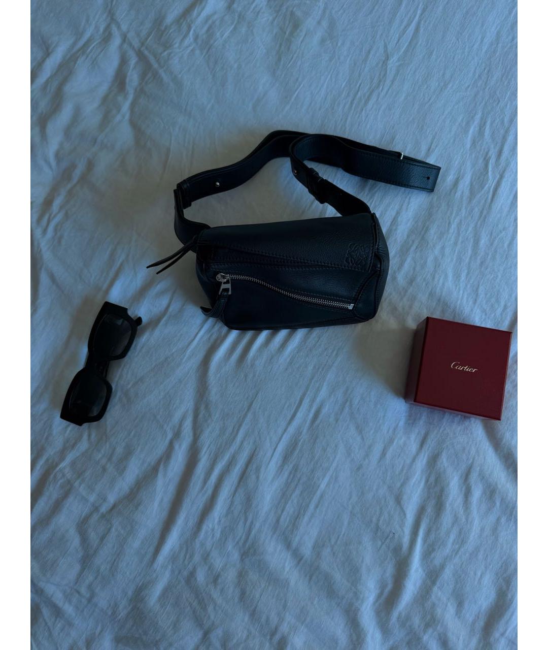 LOEWE Черная кожаная поясная сумка, фото 3