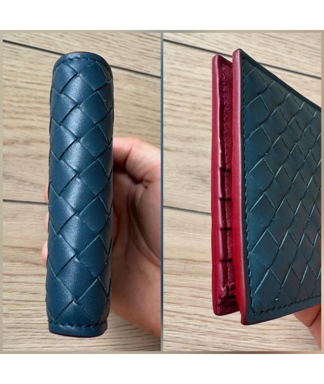 BOTTEGA VENETA Синий кожаный кошелек, фото 6