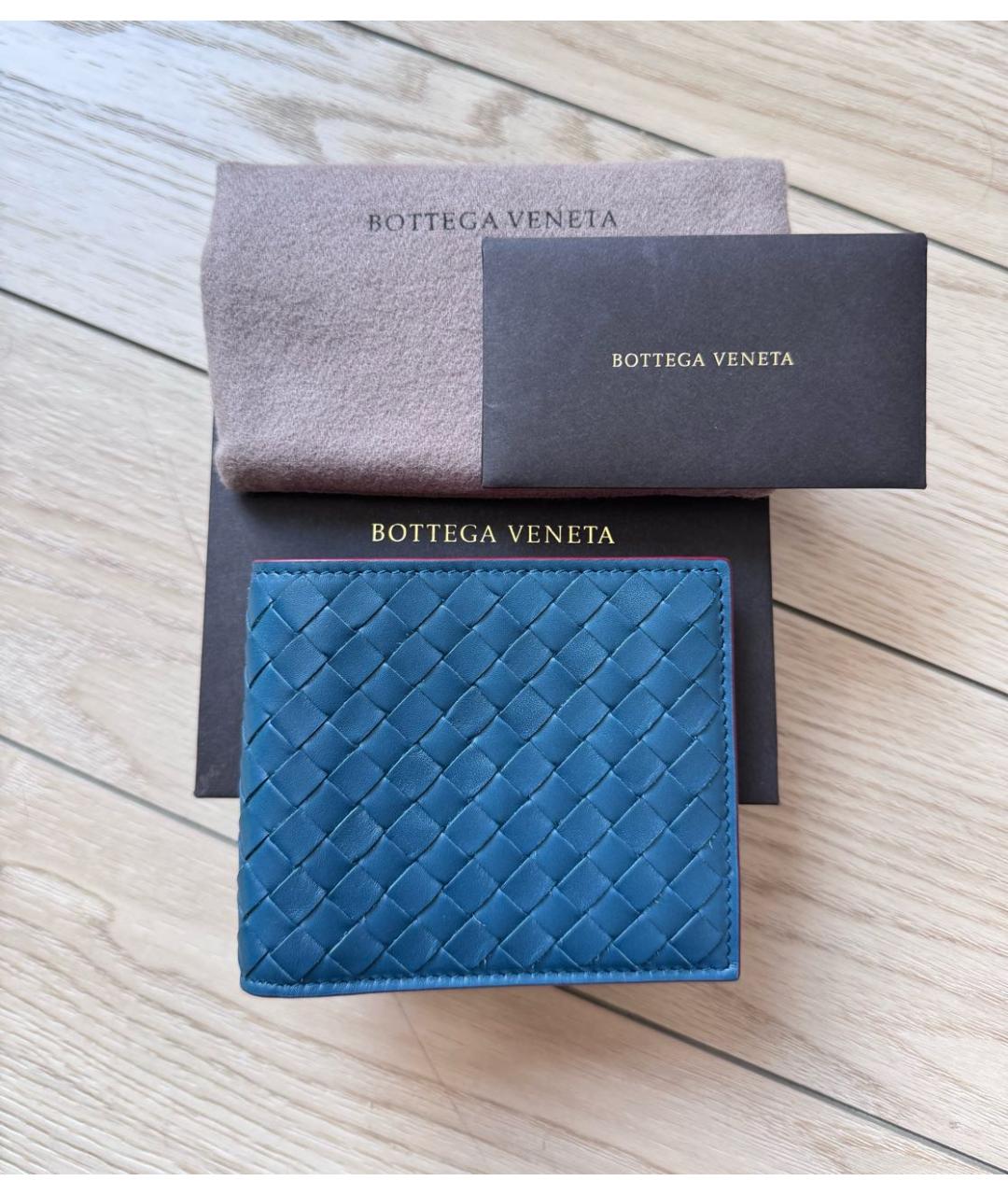 BOTTEGA VENETA Синий кожаный кошелек, фото 9