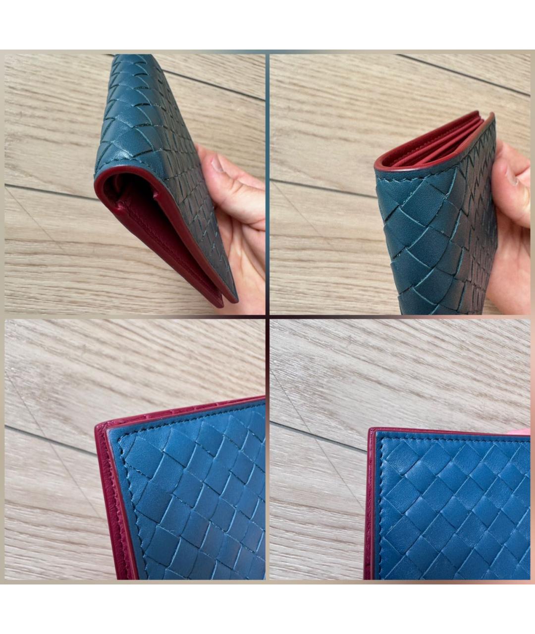 BOTTEGA VENETA Синий кожаный кошелек, фото 7