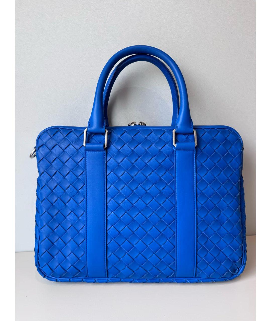 BOTTEGA VENETA Синяя кожаная сумка через плечо, фото 3