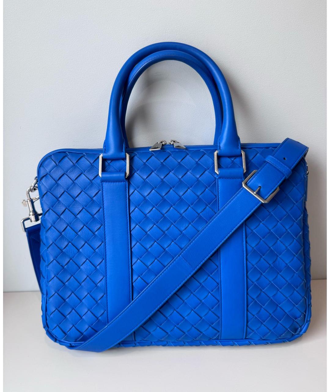 BOTTEGA VENETA Синяя кожаная сумка через плечо, фото 9