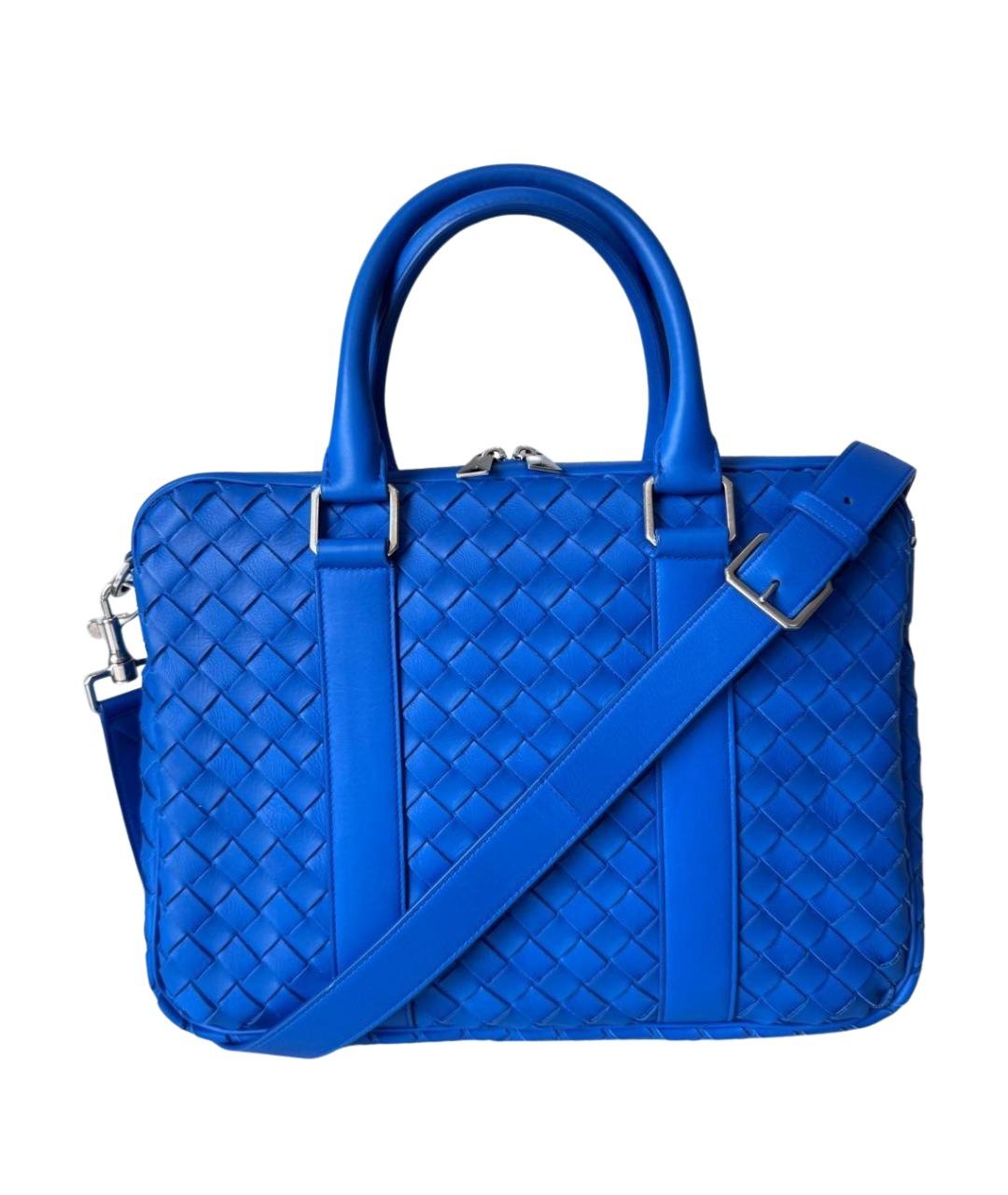 BOTTEGA VENETA Синяя кожаная сумка через плечо, фото 1