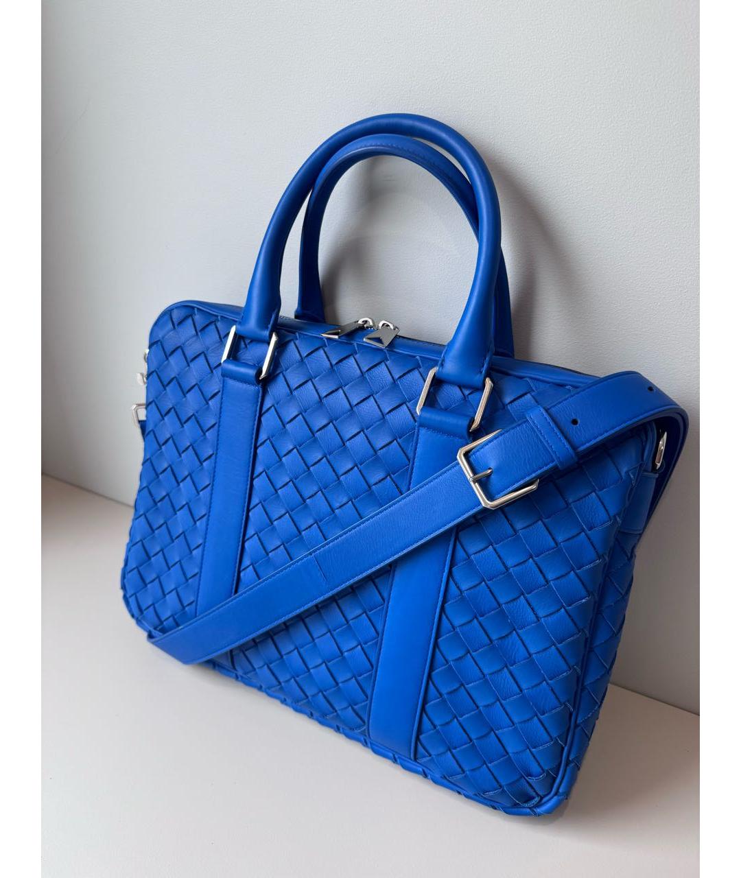 BOTTEGA VENETA Синяя кожаная сумка через плечо, фото 2