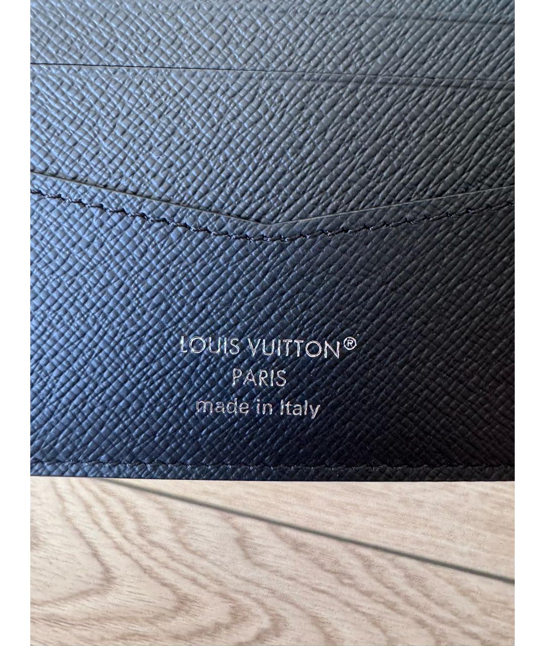 LOUIS VUITTON Черный кожаный кошелек, фото 6