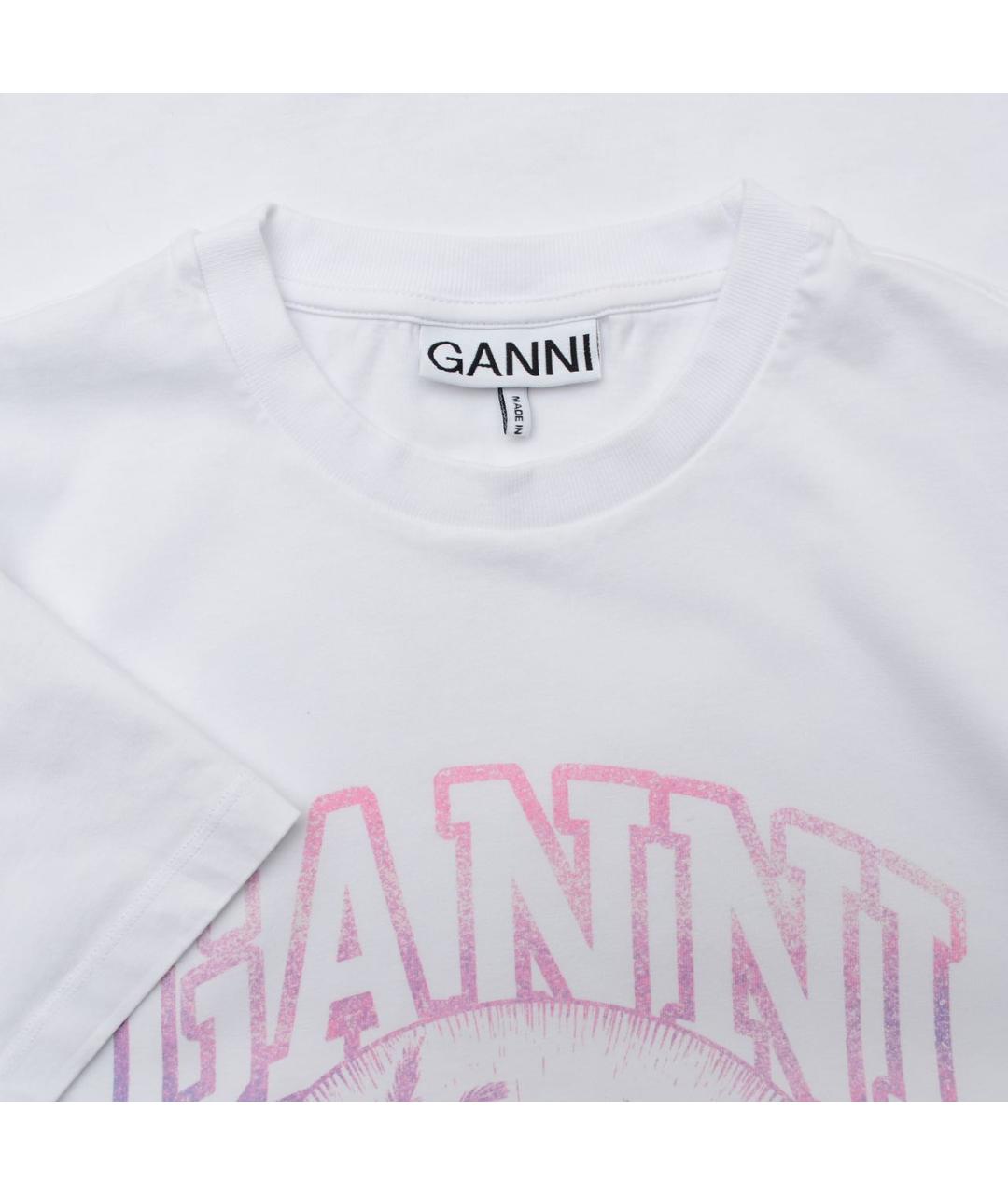 GANNI Белая хлопковая футболка, фото 3