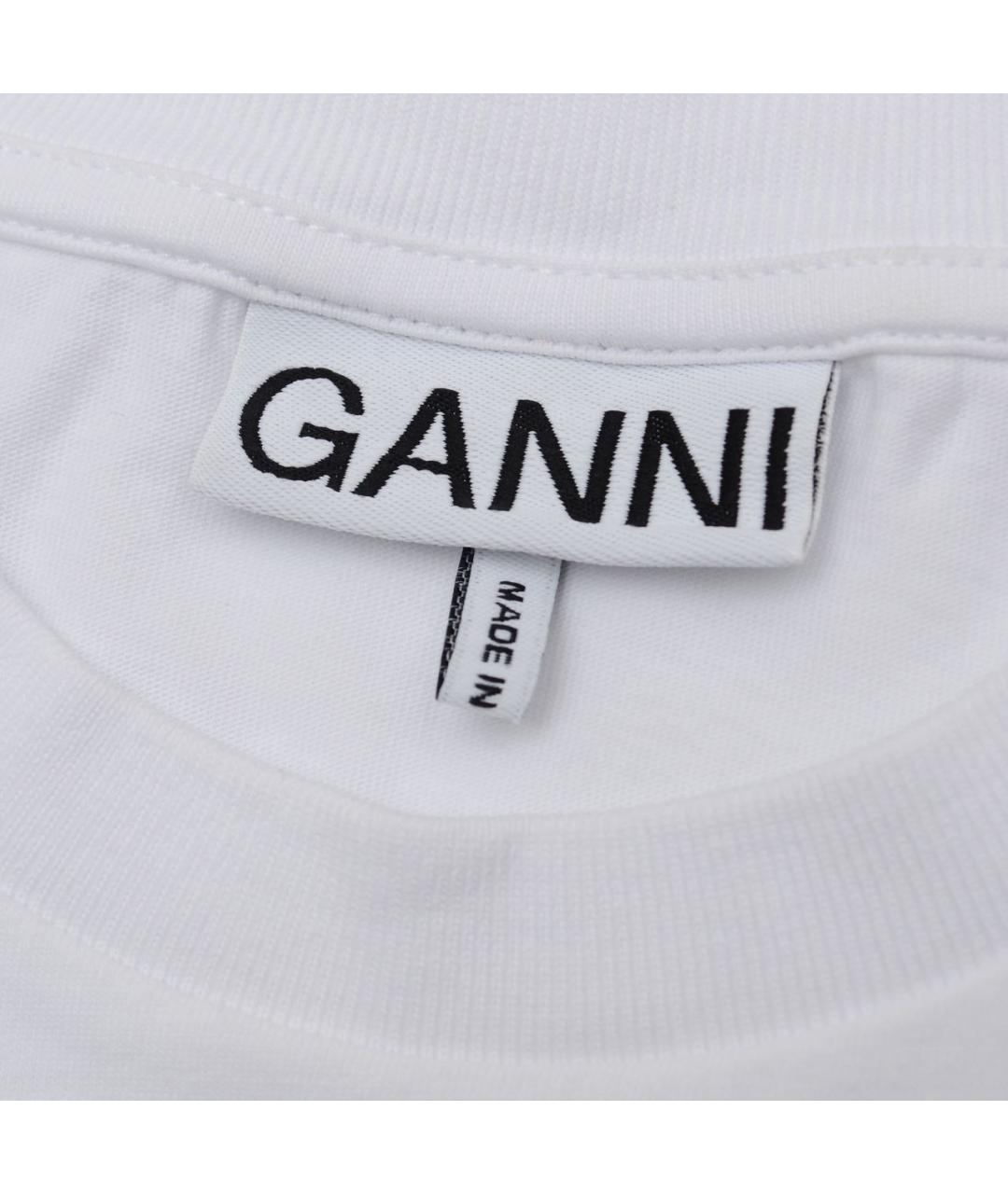 GANNI Белая хлопковая футболка, фото 4