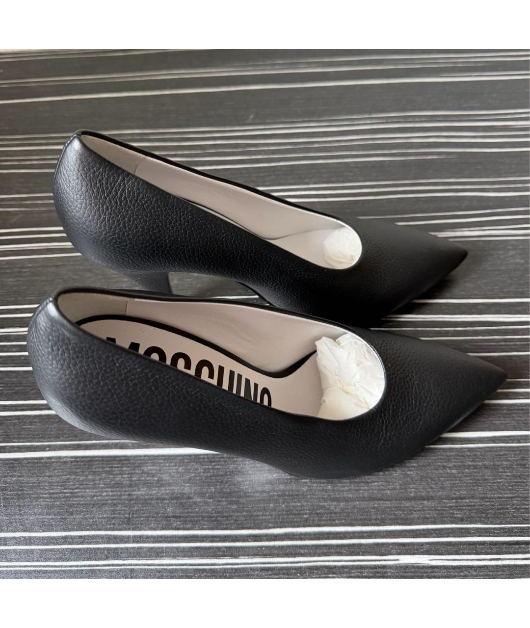 MOSCHINO Черные кожаные туфли, фото 2