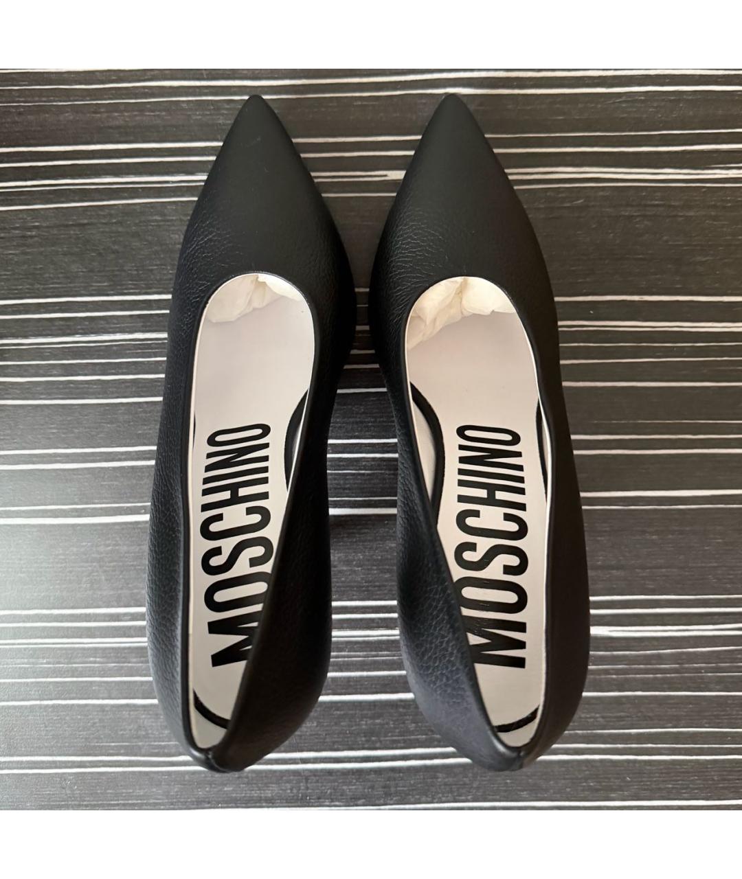 MOSCHINO Черные кожаные туфли, фото 4