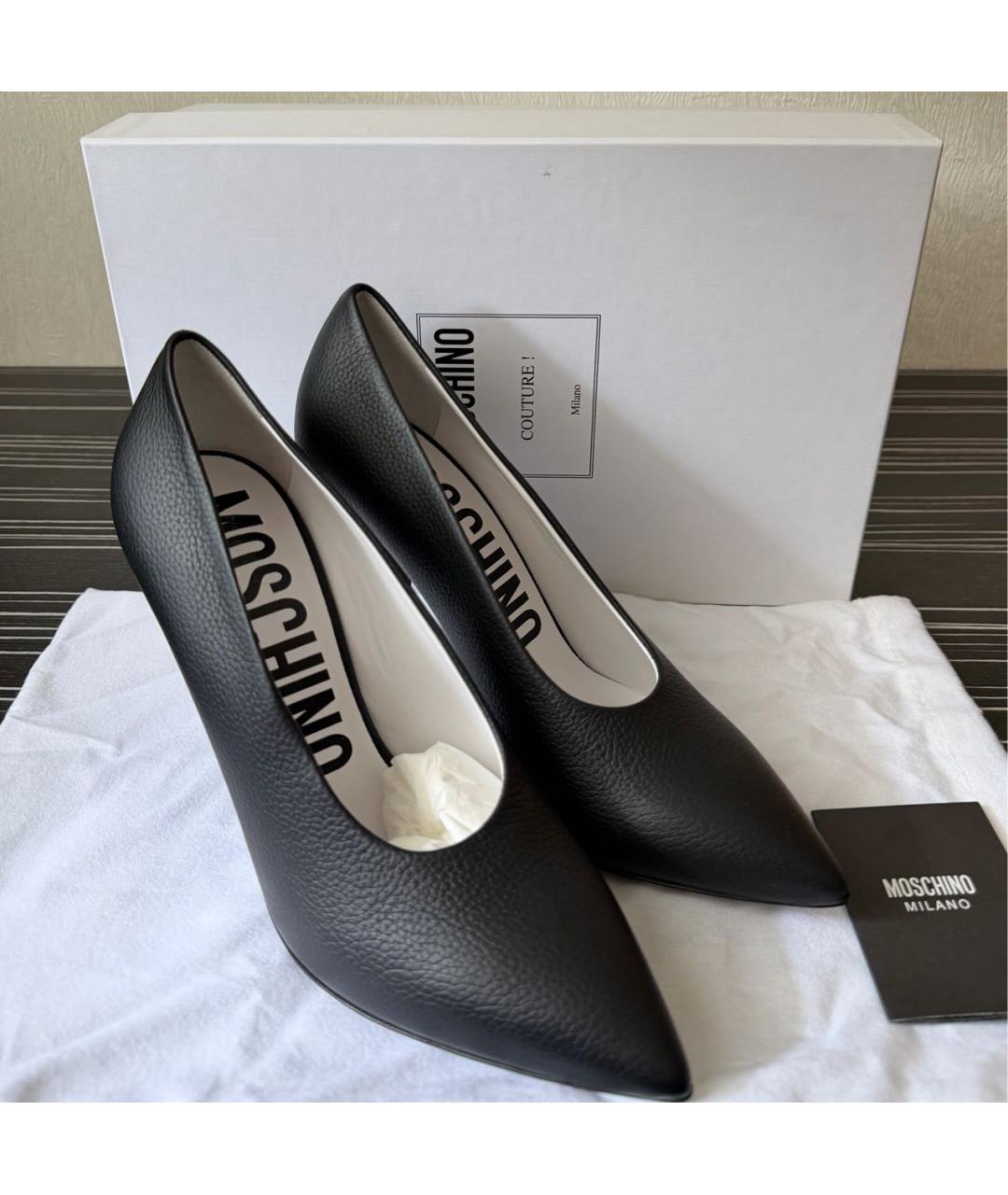 MOSCHINO Черные кожаные туфли, фото 6
