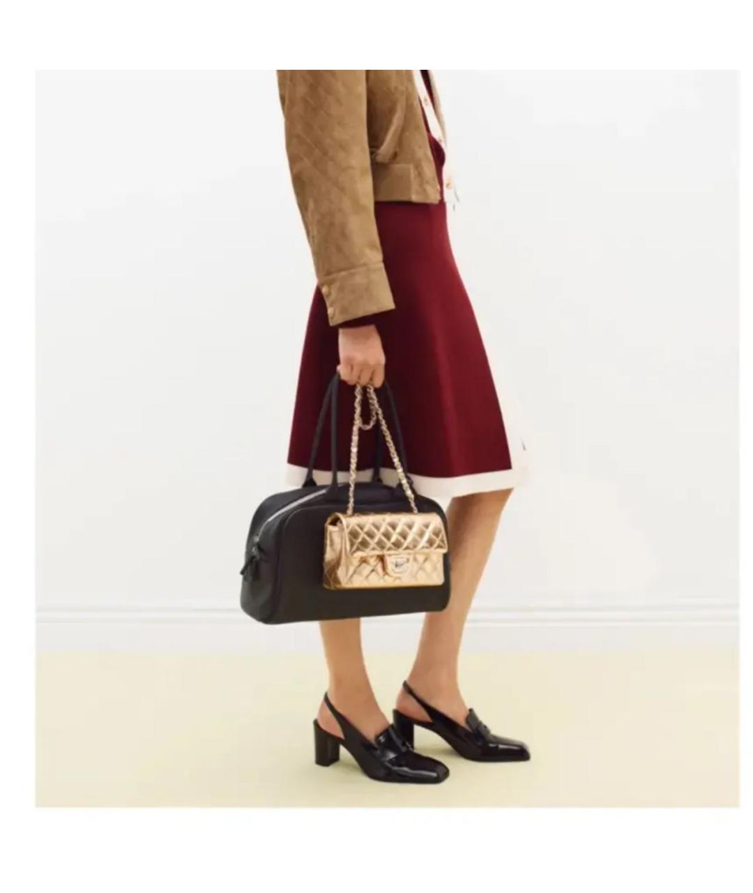 CHANEL Золотая сумка через плечо из лакированной кожи, фото 5