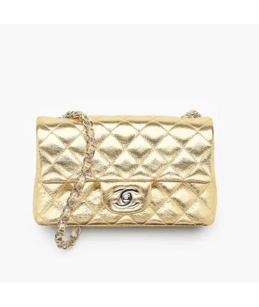 CHANEL Золотая сумка через плечо из лакированной кожи, фото 7