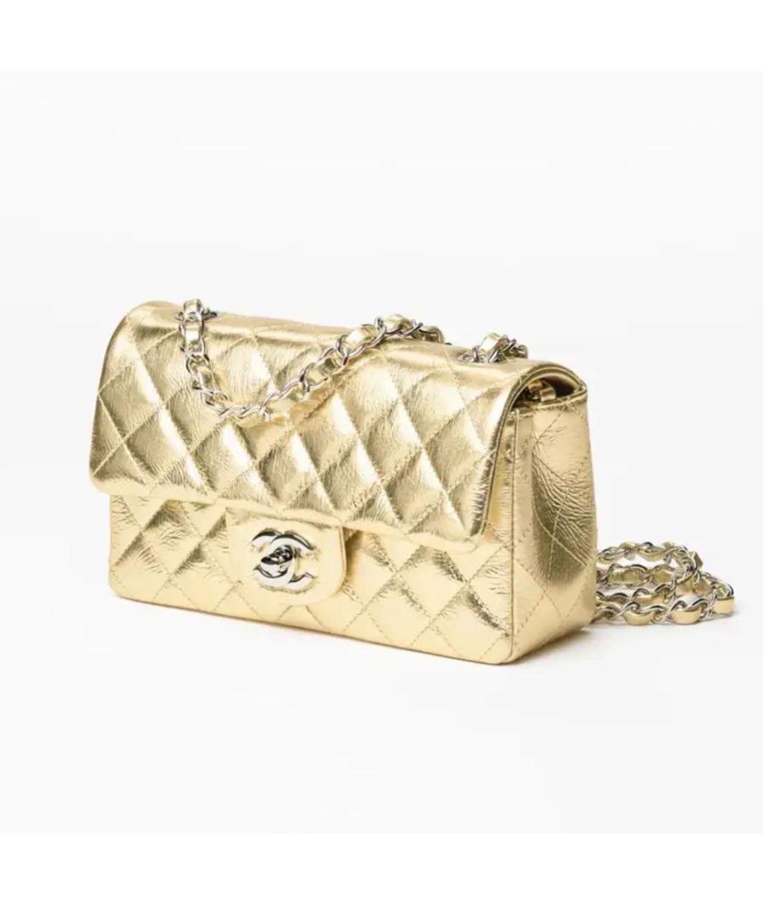 CHANEL Золотая сумка через плечо из лакированной кожи, фото 2