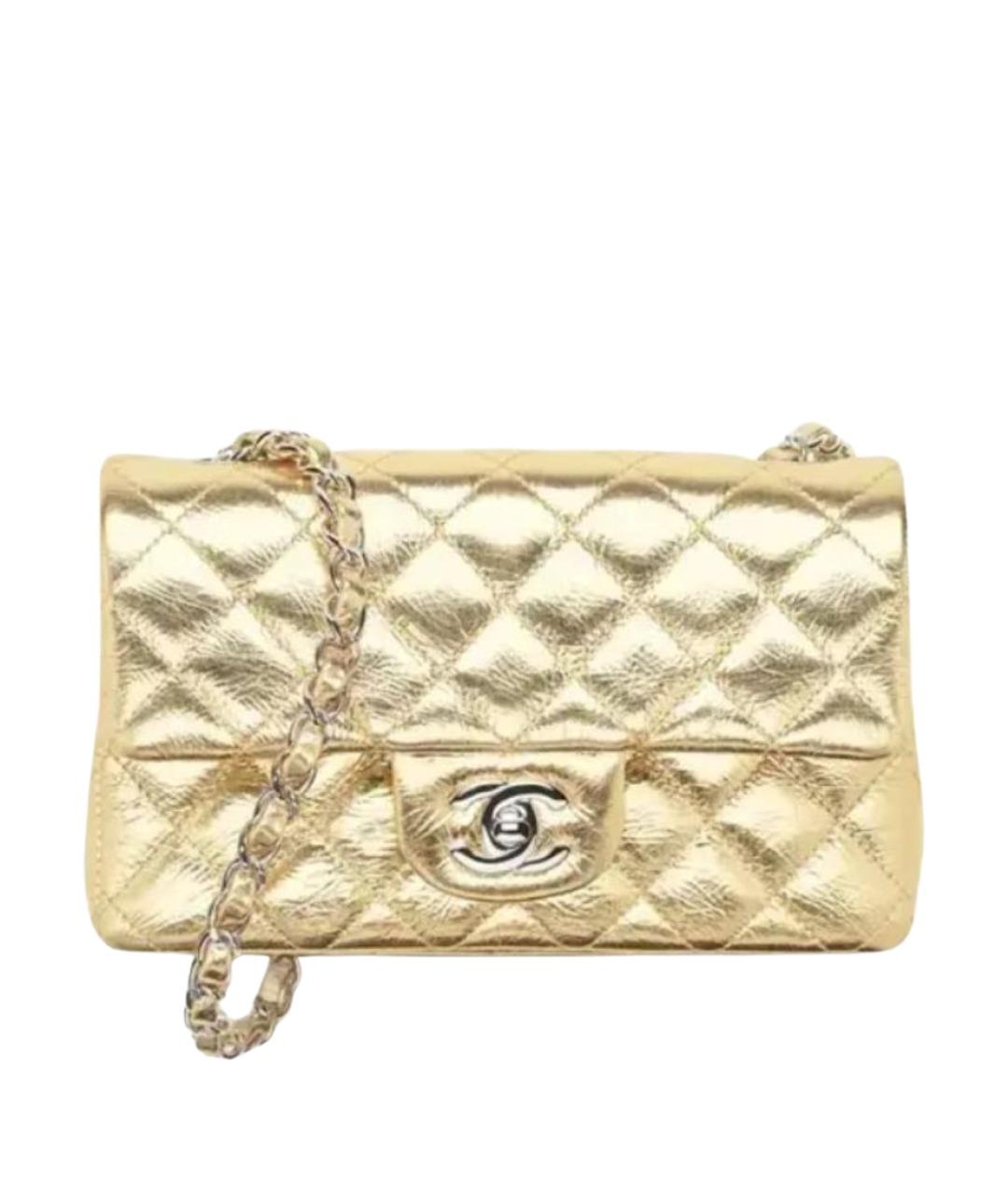 CHANEL Золотая сумка через плечо из лакированной кожи, фото 1