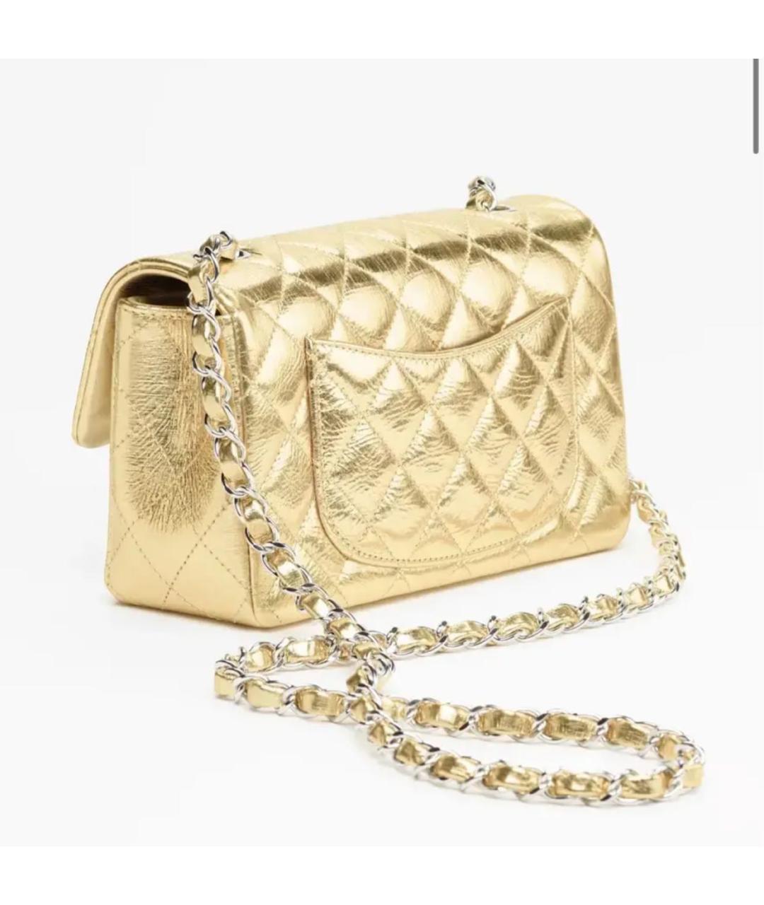 CHANEL Золотая сумка через плечо из лакированной кожи, фото 3