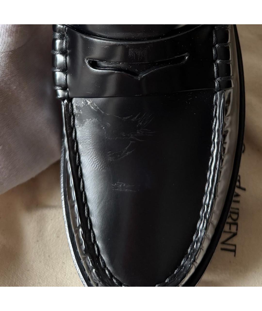 SAINT LAURENT Черные лоферы из лакированной кожи, фото 8
