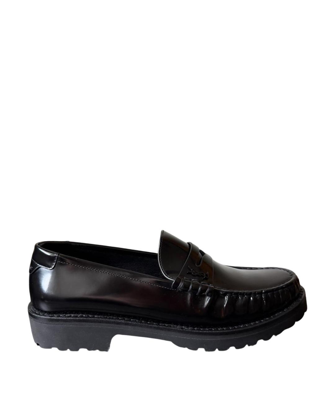 SAINT LAURENT Черные лоферы из лакированной кожи, фото 1