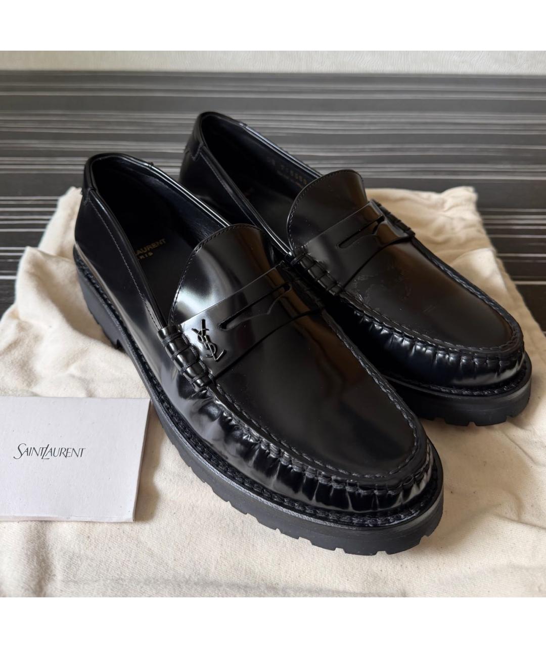 SAINT LAURENT Черные лоферы из лакированной кожи, фото 6