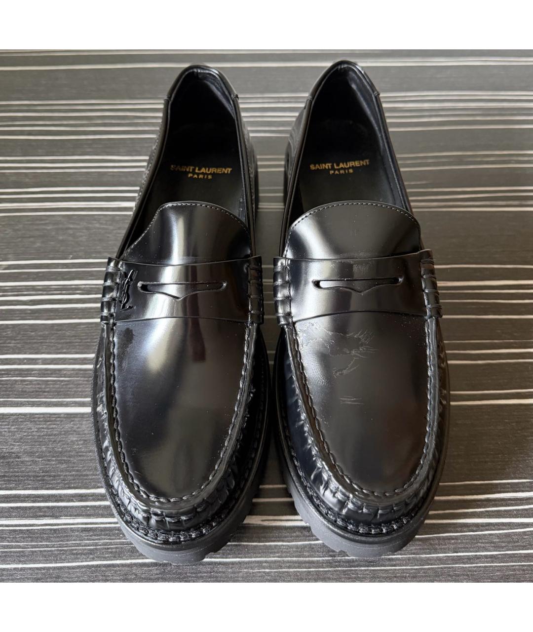 SAINT LAURENT Черные лоферы из лакированной кожи, фото 3