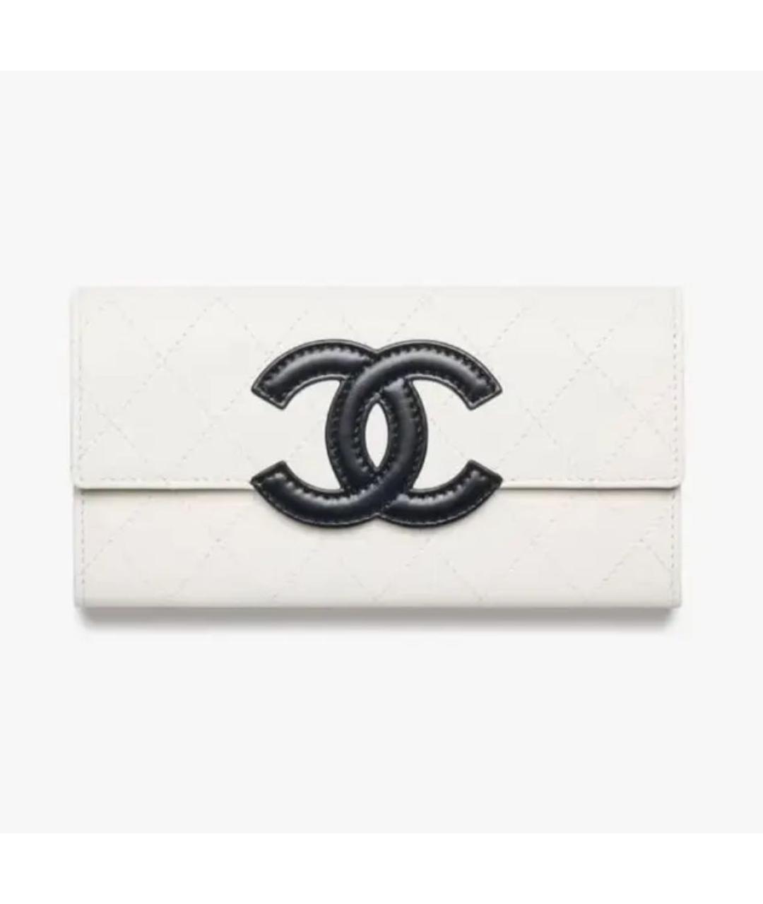 CHANEL Белый кожаный кошелек, фото 3