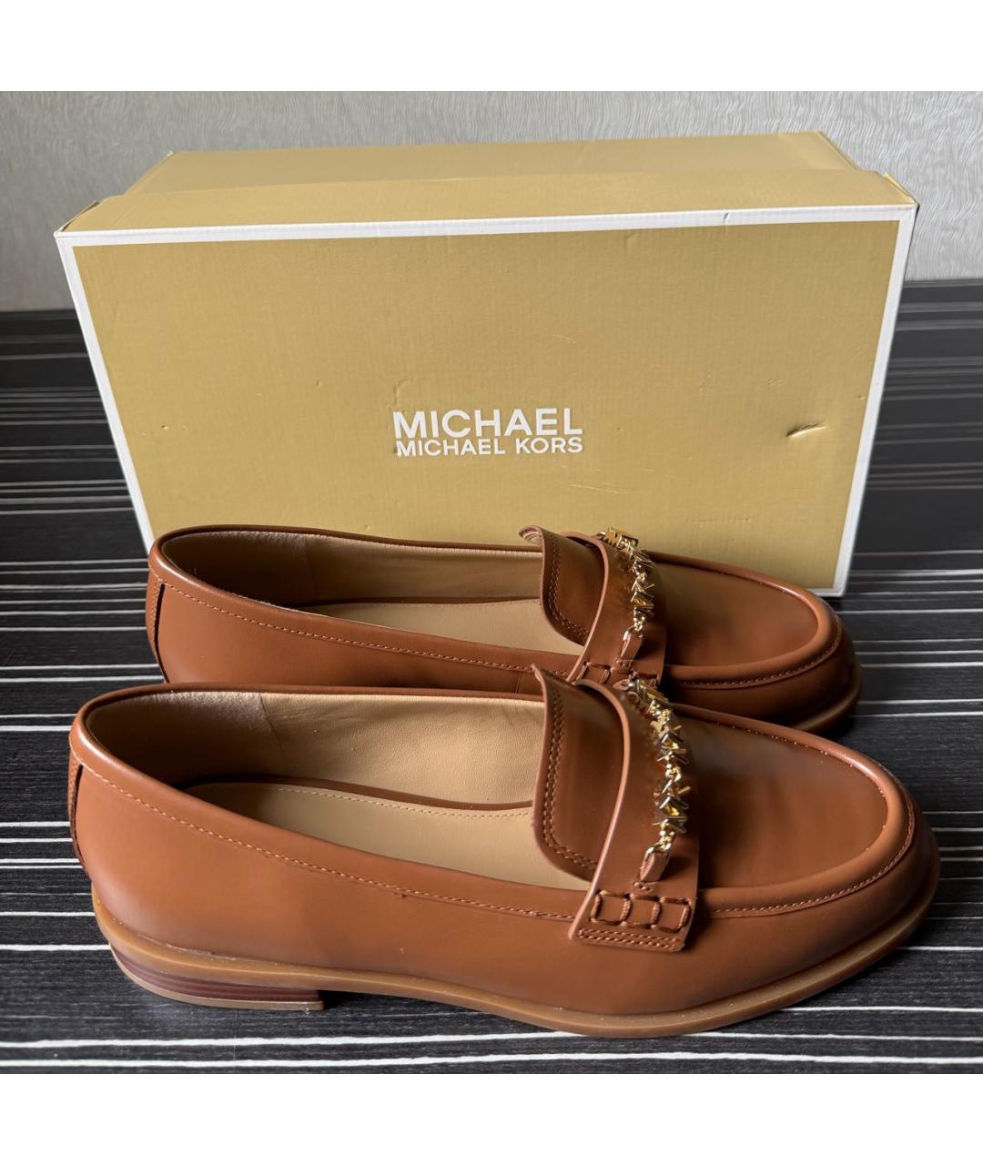 MICHAEL KORS Коричневые кожаные лоферы, фото 6