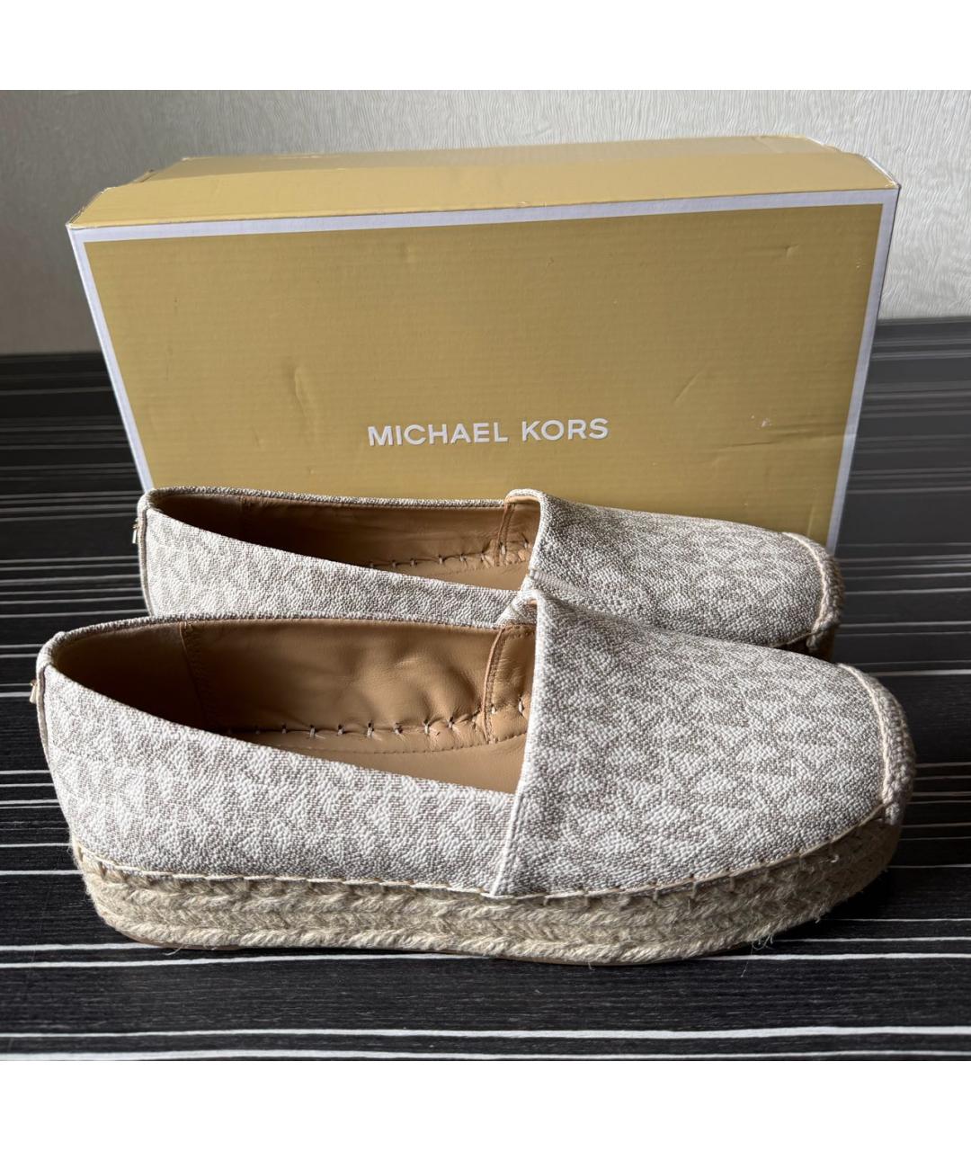 MICHAEL KORS Бежевые текстильные эспадрильи, фото 6