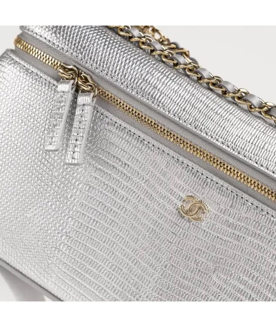 CHANEL Серебряная кожаная сумка через плечо, фото 5
